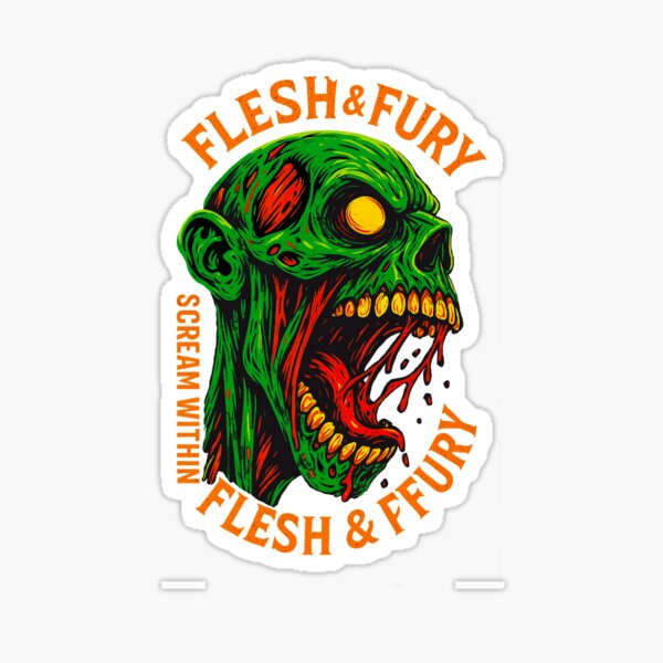 Artikel-Vorschau von FLESH & FURY | Zombie Scream T-Shirt – Horror Comic Neon Style, designt und verkauft von Thaivi Design.