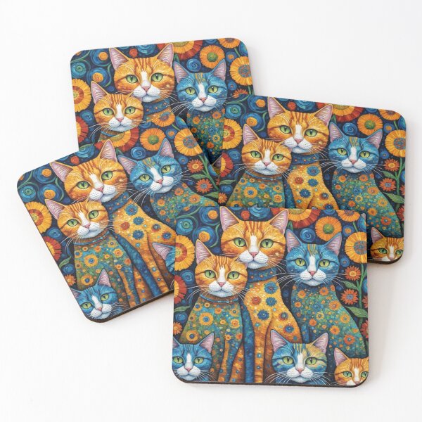 Item preview, Whimsical Patchwork cat art designed and sold by Beyond The Canvas.