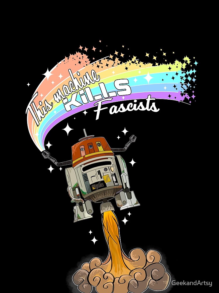 Imagen 5 de 5, Camiseta gráfica con la obra Este droide mata fascistas - Star Wars Rebels Chopper, diseñada y vendida por GeekandArtsy.