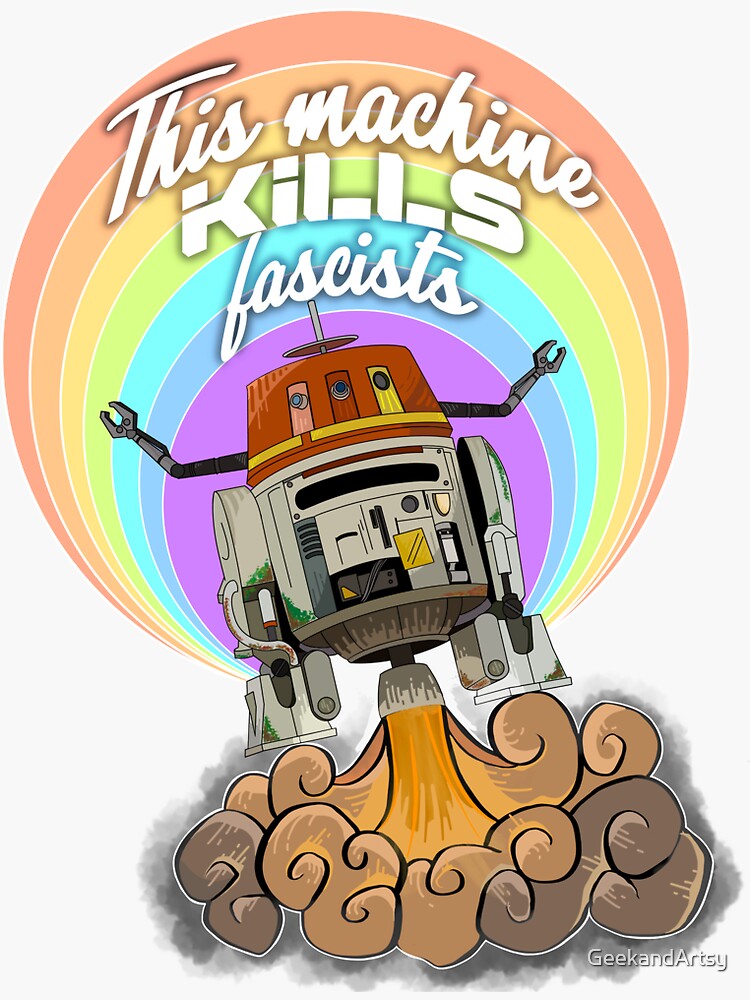 Thumbnail 3 von 3, Sticker, Dieser Droide tötet Faschisten – Star Wars Rebellen-Hubschrauber designt und verkauft von GeekandArtsy.