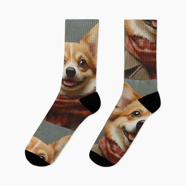 Item preview, Fashion Designer Cute Corgi Dog Wearing a Scarf - Animal Art designed and sold by Chrisjeffries24.
