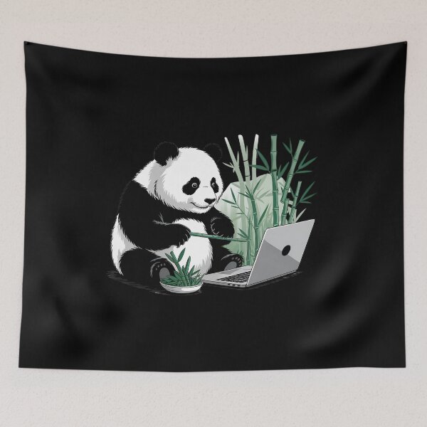 Item preview, Panda on Laptop – Productivity with a Taste of Comfort. designed and sold by ATOTI.
