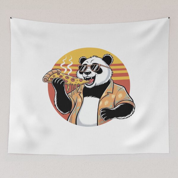 Item preview, Retro Pizza eater Panda designed and sold by ARTReMi.