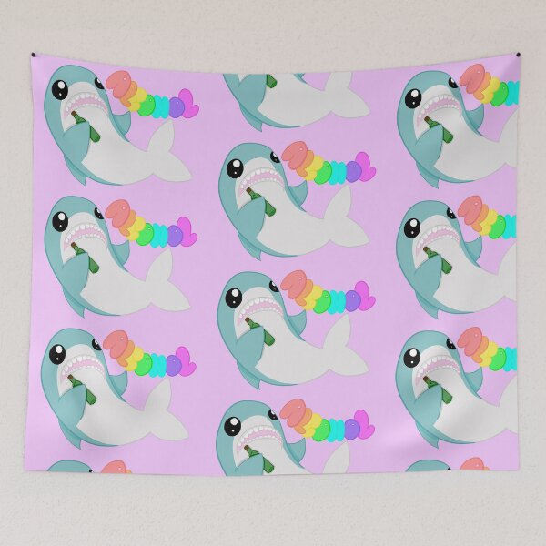 Item preview, A very drunk shark purple background  designed and sold by CreationsByFey.