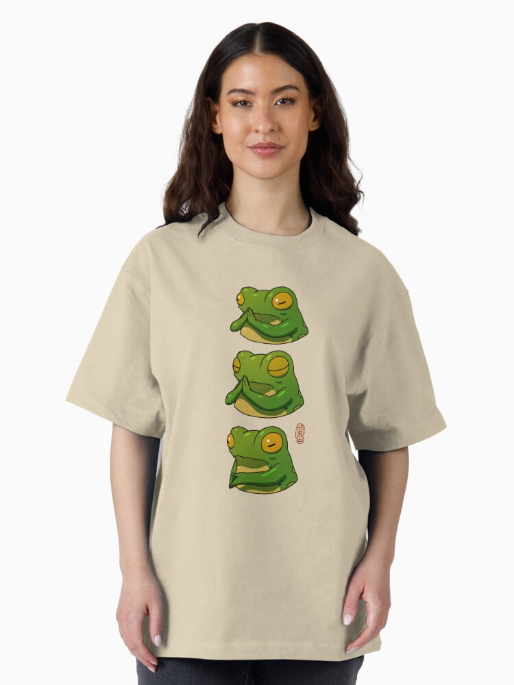 Thumbnail 2 of 7, Oversized T-Shirt, out of patience frog asian style artwork designed and sold by DingHuArt.