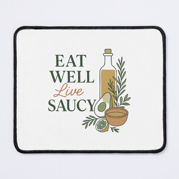 Item preview, Eat Well, Live Saucy – Elegant Foodie Quote Design designed and sold by Designeerguy.