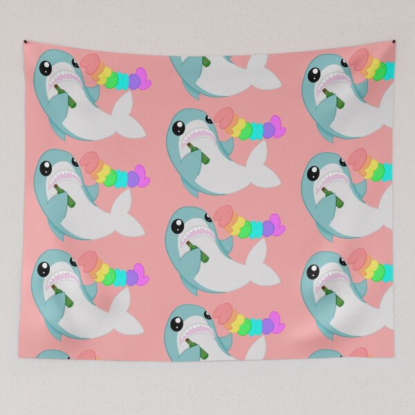 Item preview, A very drunk shark red background designed and sold by CreationsByFey.