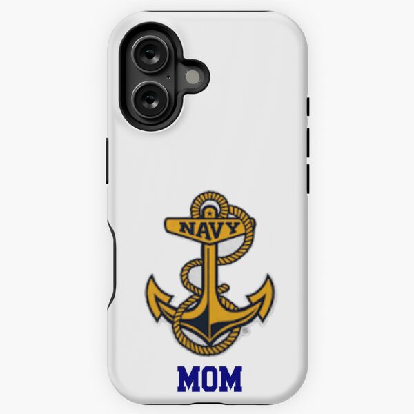 Aperçu de l'œuvre Navy Mom - Ancre dorée au-dessus de maman avec imprimé bleu marine dessus créée et vendue par Gifts for Mom.