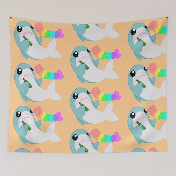 Item preview, A very drunk shark orange background designed and sold by CreationsByFey.