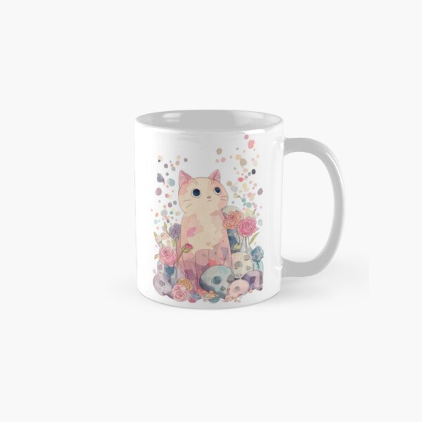 Artikel-Vorschau von Pastellfarbene Goth-Katze mit Totenköpfen und Rosen - Kawaii Dark Art, designt und verkauft von Kawaii Drops .