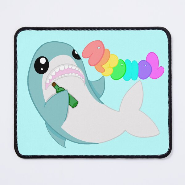Item preview, A very drunk shark light blue background designed and sold by CreationsByFey.