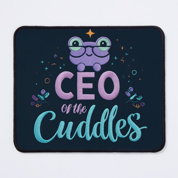 Item preview, CEO of Cuddles – Whimsical Frog Embroidery Typography Design designed and sold by Void & Valor.