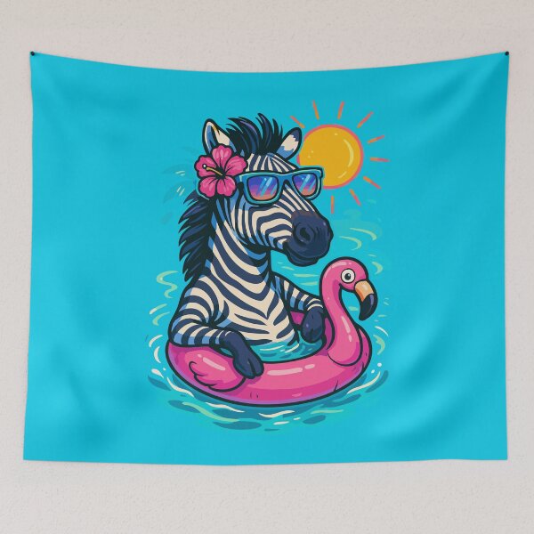 Item preview, Chillin Summer Flamingo Zebra designed and sold by TomFrontierArt.