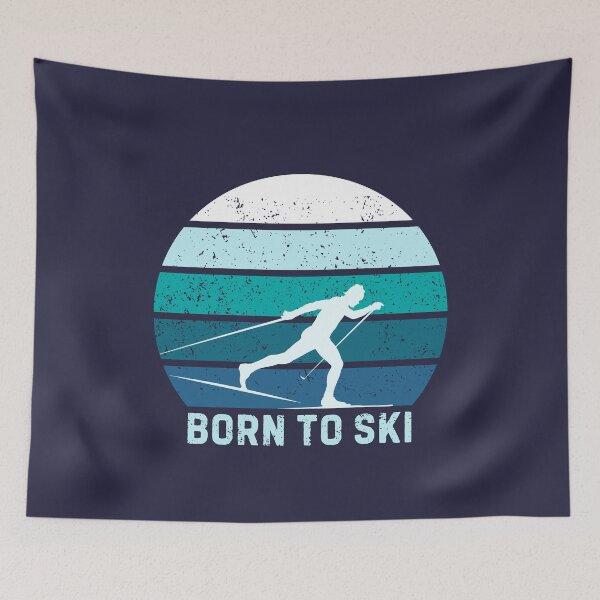 Item preview, Born To Ski Motivational Retro Sunset Nordic Skiing designed and sold by StrideSuccess.