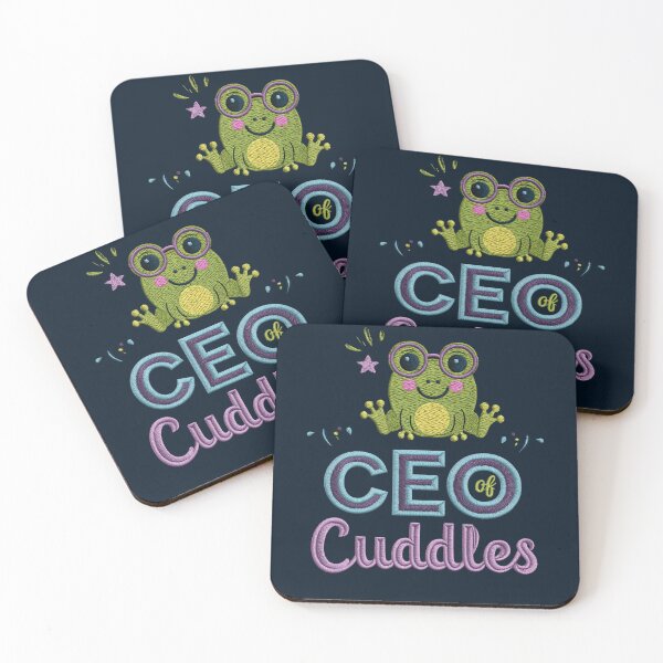 Item preview, CEO of Cuddles – Cute Green Frog Faux Embroidery Design designed and sold by Void & Valor.