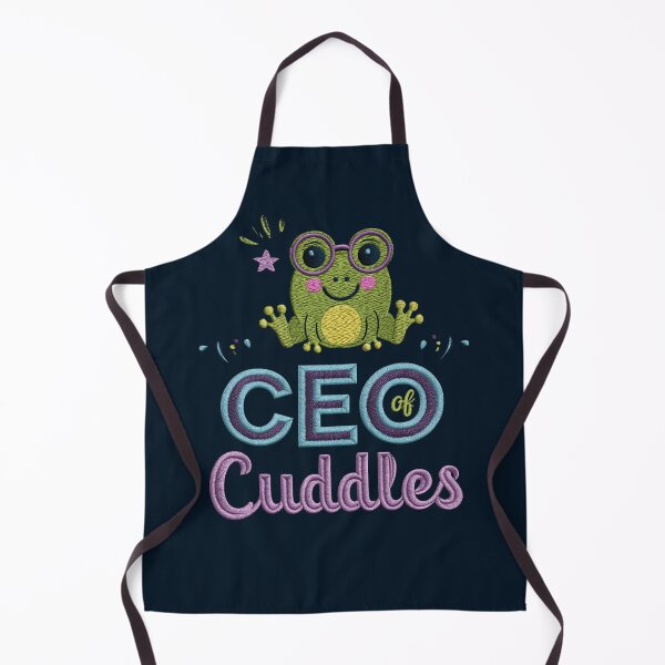 Item preview, CEO of Cuddles – Cute Green Frog Faux Embroidery Design designed and sold by Void & Valor.