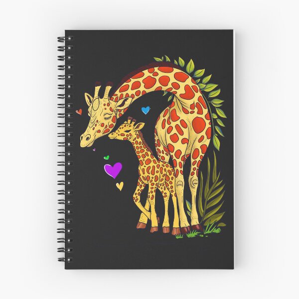 Item preview, Affectionate giraffe mother nuzzling her calf surrounded by hearts and foliage designed and sold by SimoesArtistry.