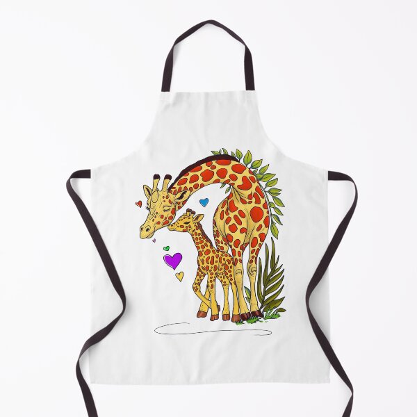 Item preview, Affectionate giraffe mother nuzzling her calf surrounded by hearts and foliage designed and sold by SimoesArtistry.