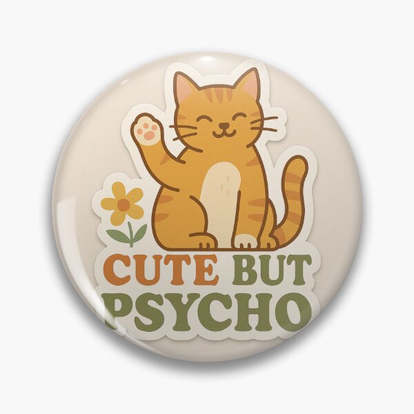Item preview, Cute But Psycho Cat Sticker – Funny Orange Tabby Vinyl Sticker for Laptops, Water Bottles & Journals designed and sold by purelineart.