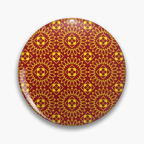 Item preview, Striking tribal pattern in glowing gold tones, layered with ikat floral design against a red garnet designed and sold by zephstudoartist.