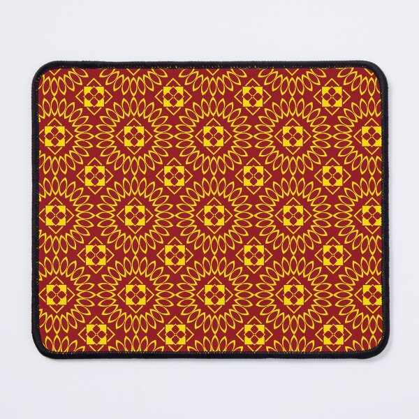Item preview, Striking tribal pattern in glowing gold tones, layered with ikat floral design against a red garnet designed and sold by zephstudoartist.
