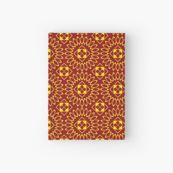 Item preview, Striking tribal pattern in glowing gold tones, layered with ikat floral design against a red garnet designed and sold by zephstudoartist.