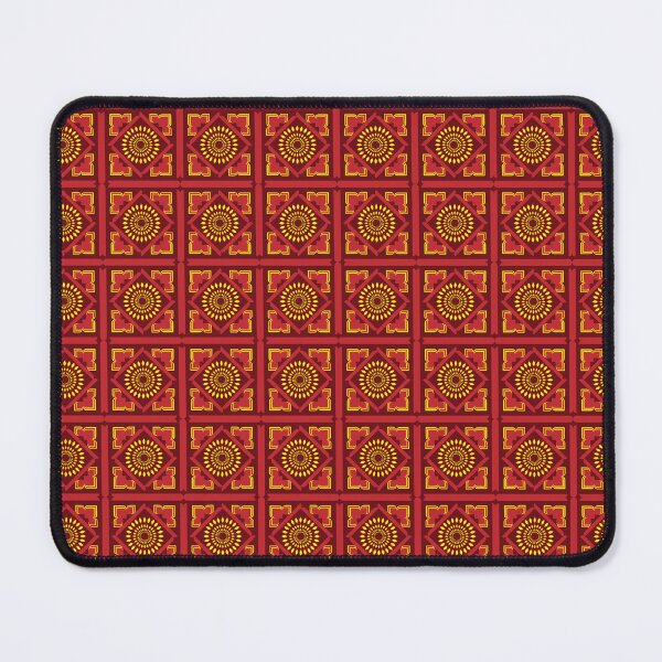 Item preview, Vivid ethnic pattern featuring hand-drawn yellow ikat florals set on a red backdrop designed and sold by zephstudoartist.