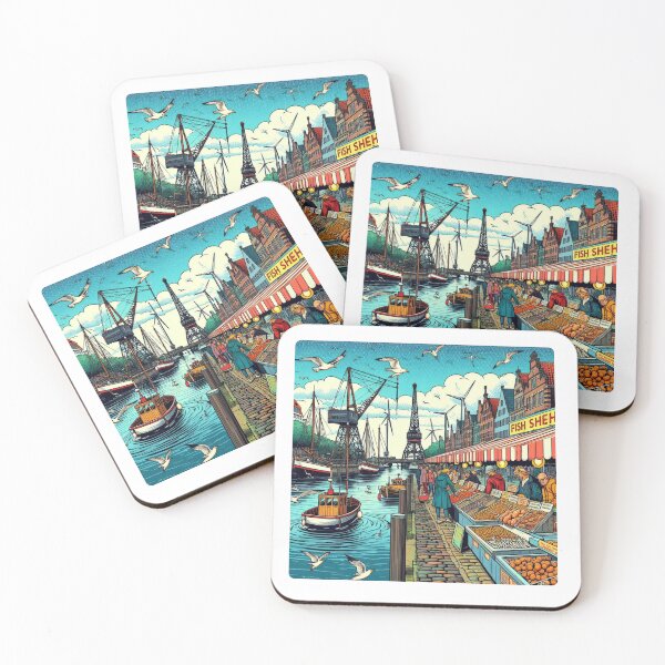 Item preview, Emden City with Traditional Market – Cozy Northern Germany Scene, an AI-Generated Design for City Lovers and Tourists designed and sold by knalpot-design.