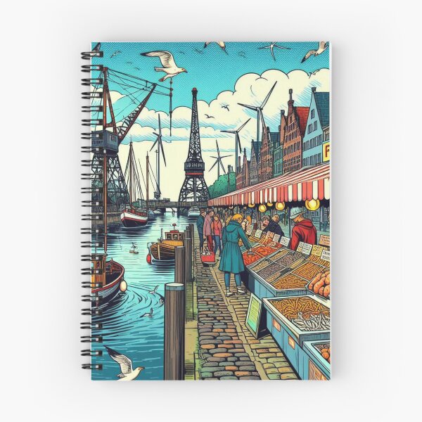 Item preview, Emden City with Traditional Market – Cozy Northern Germany Scene, an AI-Generated Design for City Lovers and Tourists designed and sold by knalpot-design.