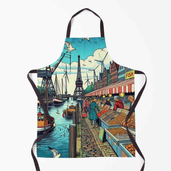 Item preview, Emden City with Traditional Market – Cozy Northern Germany Scene, an AI-Generated Design for City Lovers and Tourists designed and sold by knalpot-design.