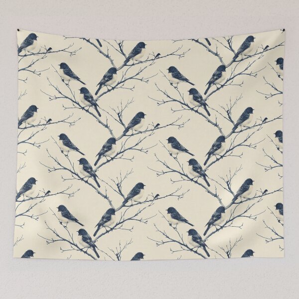 Aperçu de l'œuvre Oiseaux chanteurs monochromes sur des branches créée et vendue par NTGUILTY.