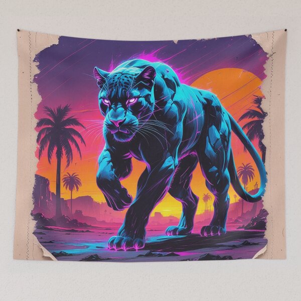Item preview, Neon Panther in a Retro Sunset designed and sold by Blueangelgal.