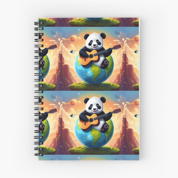 Item preview, A small panda sitting on top of the planet earth on a sunny day, playing a guitar. designed and sold by Shahid1234.