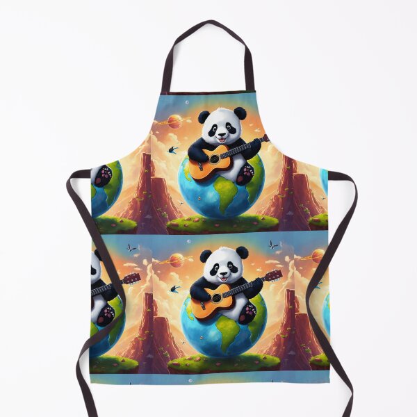 Item preview, A small panda sitting on top of the planet earth on a sunny day, playing a guitar. designed and sold by Shahid1234.