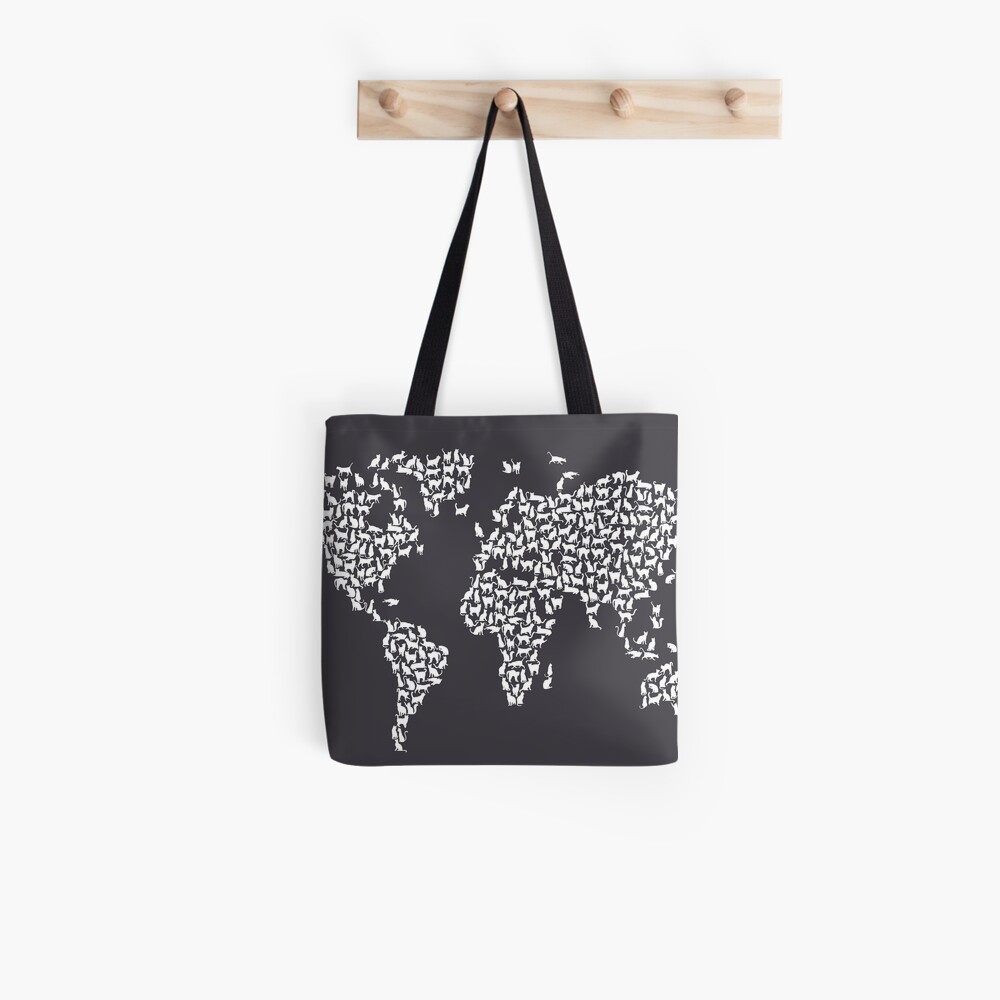 Cats Map of the World Map Tote Bag