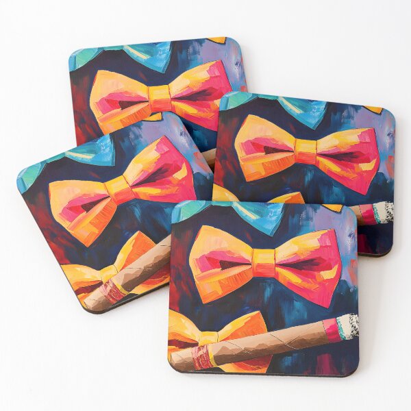 Item preview, Father's Day Contrast with Bold Bow Ties and Glowing Cigar on a Striking Dark Background designed and sold by OlfactoART Studio.