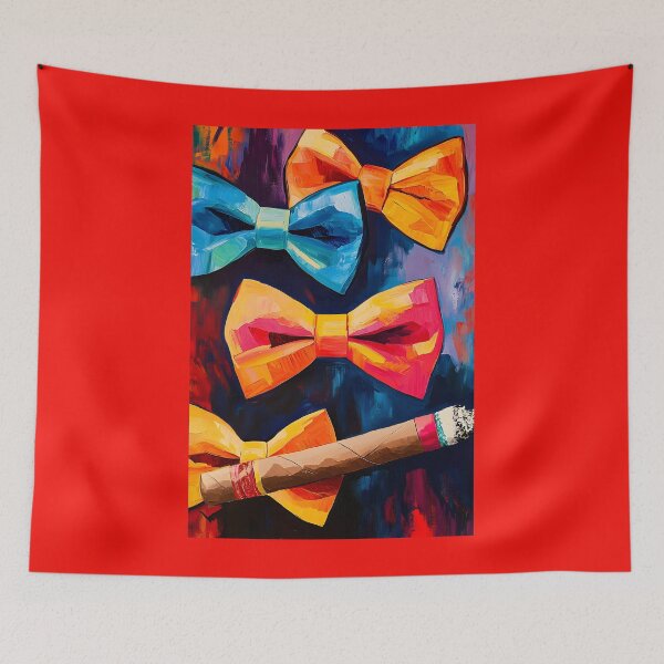 Item preview, Father's Day Contrast with Bold Bow Ties and Glowing Cigar on a Striking Dark Background designed and sold by OlfactoART Studio.
