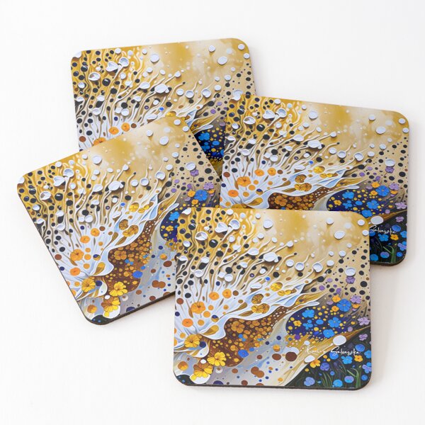 Item preview, Golden Bloom Flow – Abstract Wildflower Swirl in Bold Colors, abstract floral art, palette knife art,  designed and sold by karinasalwaszka.