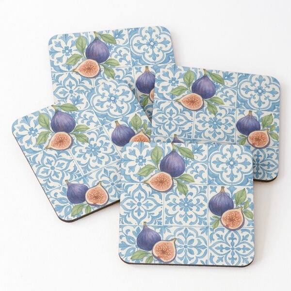 Item preview, Mediterranean Tiles & Fig Fruit – Vintage Watercolor Pattern designed and sold by Verycutethings.