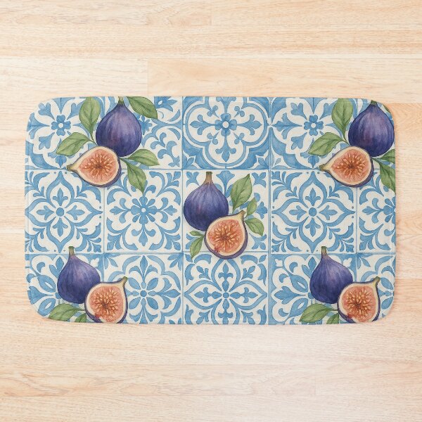 Item preview, Mediterranean Tiles & Fig Fruit – Vintage Watercolor Pattern designed and sold by Verycutethings.