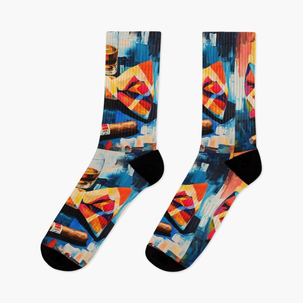 Item preview, Father's Day Indulgence with Colorful Bow Tie Cigar and Whiskey Glass on a Lush Abstract Canvas designed and sold by OlfactoART Studio.