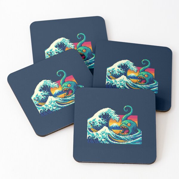 Item preview, The Great Pixel Wave – Retro Sea Monster Edition designed and sold by Cescocir1992.