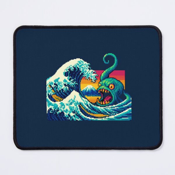Item preview, The Great Pixel Wave – Retro Sea Monster Edition designed and sold by Cescocir1992.
