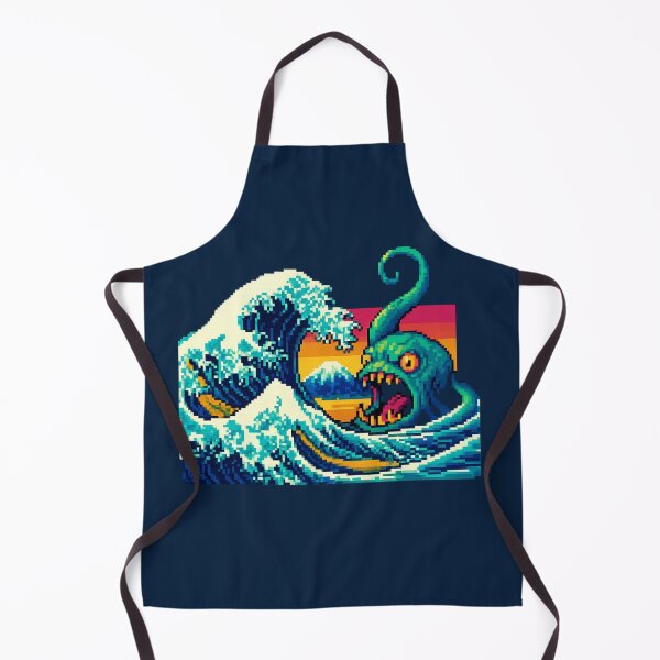 Item preview, The Great Pixel Wave – Retro Sea Monster Edition designed and sold by Cescocir1992.