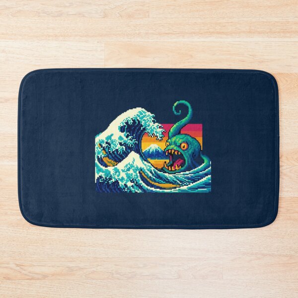 Item preview, The Great Pixel Wave – Retro Sea Monster Edition designed and sold by Cescocir1992.