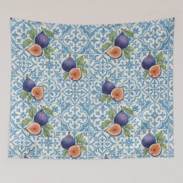 Item preview, Mediterranean Tiles & Fig Fruit – Vintage Watercolor Pattern designed and sold by Verycutethings.