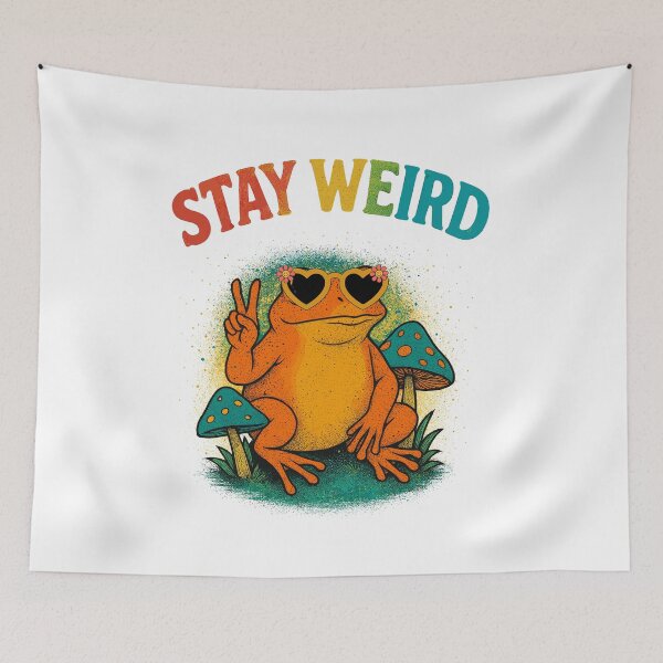 Item preview, Groovy Frog Under Magic Mushrooms – Psychedelic Vibe Peace Frog Design designed and sold by elisarasada.