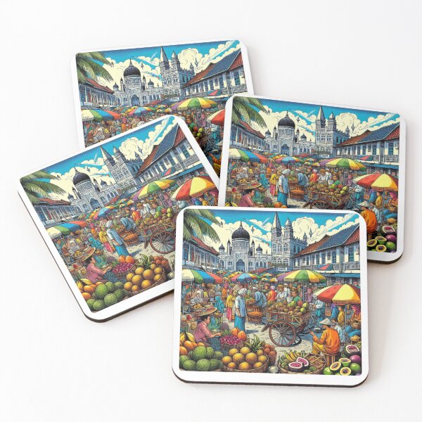 Item preview, Medan City with Traditional Market – Vibrant Indonesian Urban Scene, an AI-Generated Design for Tourists and City Lovers designed and sold by knalpot-design.