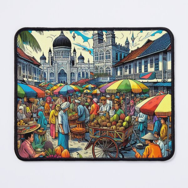 Item preview, Medan City with Traditional Market – Vibrant Indonesian Urban Scene, an AI-Generated Design for Tourists and City Lovers designed and sold by knalpot-design.