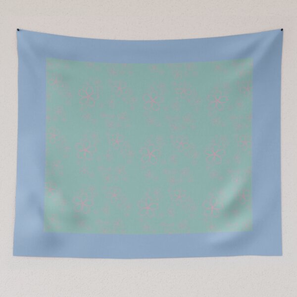 Item preview, Pink flowers on mint designed and sold by WillowBrooke-.